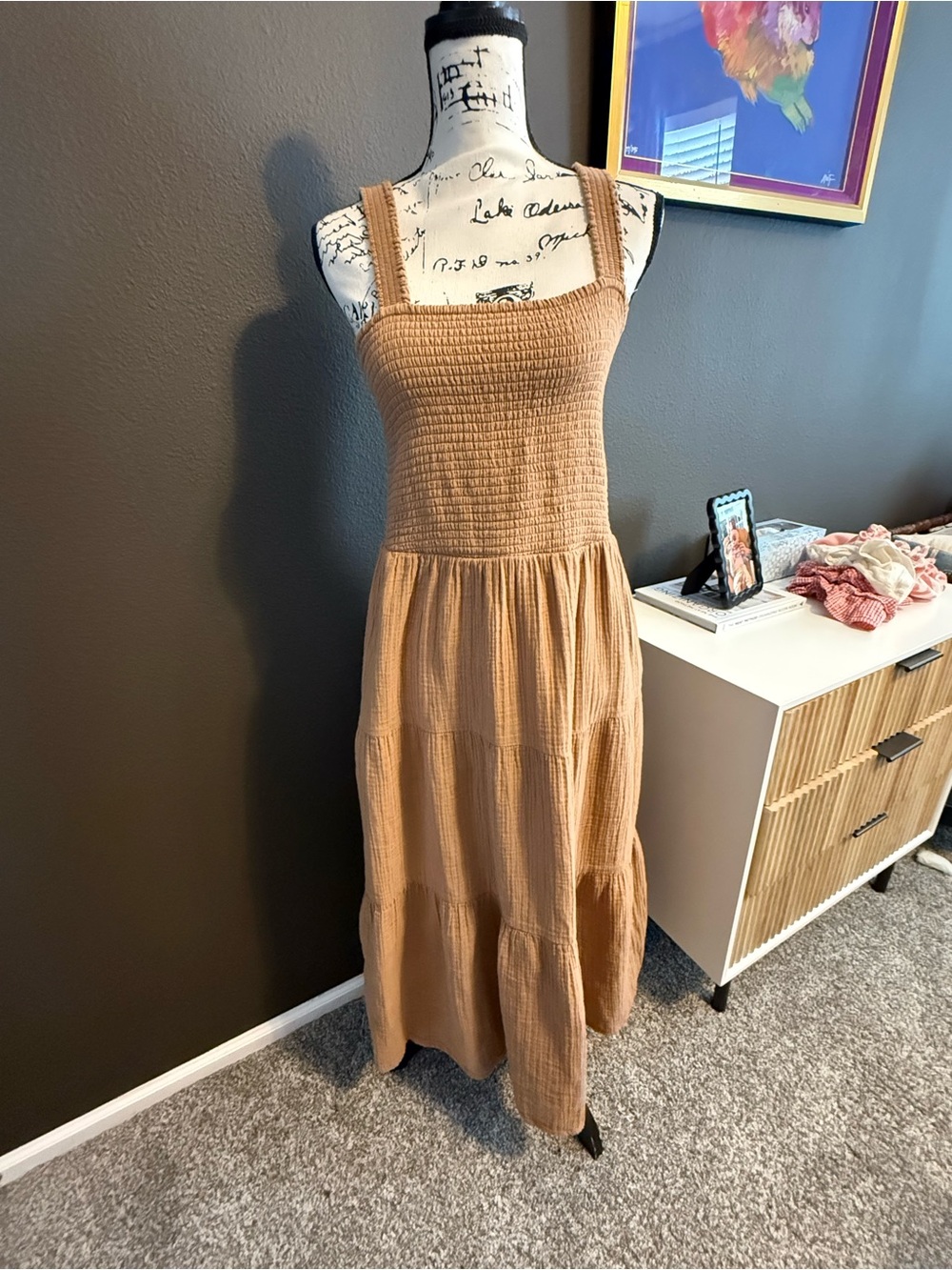 EUC Organic Gauze Smocked Midi Dress
